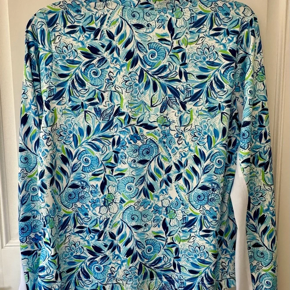 Blue Graphic Polo athletic pullover with Long Sleeves. Light comfortable wear. - Picture 5 of 7